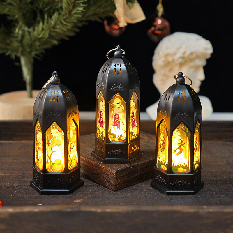 Contemporary Creative Pumpkin Witch Plastic Cottage LED Night Light Table Lamp For Bedroom