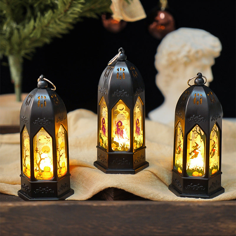 Contemporary Creative Pumpkin Witch Plastic Cottage LED Night Light Table Lamp For Bedroom