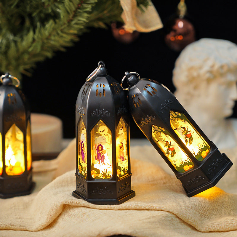 Contemporary Creative Pumpkin Witch Plastic Cottage LED Night Light Table Lamp For Bedroom