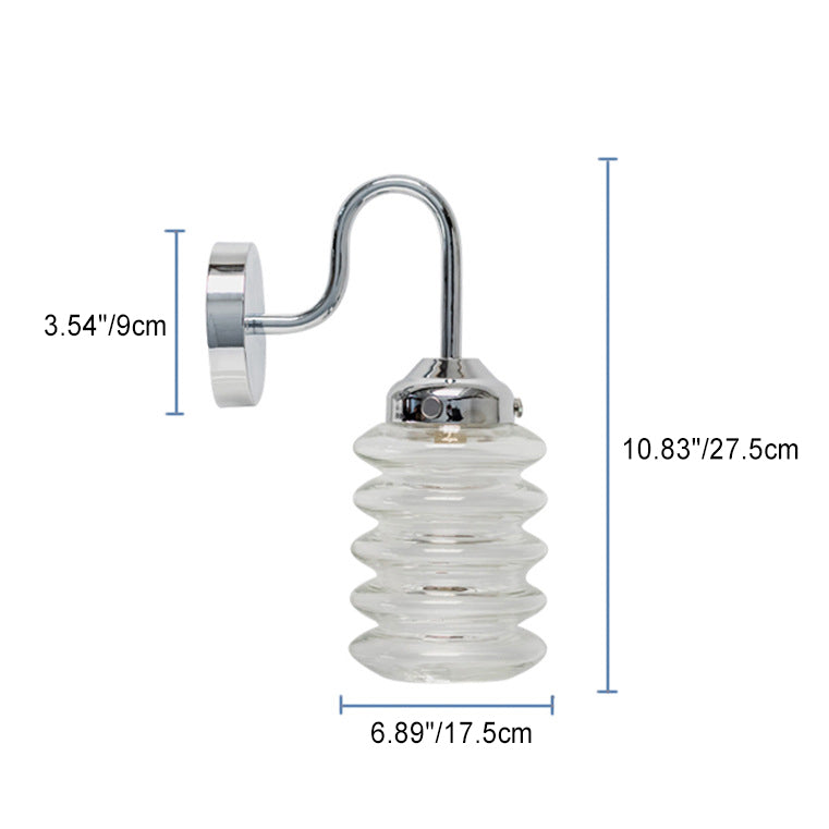 Contemporary Nordic Brass Glass Column Shade 1-Light Wall Sconce Lamp For Bedroom