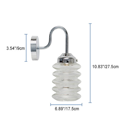 Contemporary Nordic Brass Glass Column Shade 1-Light Wall Sconce Lamp For Bedroom