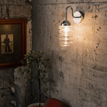 Contemporary Nordic Brass Glass Column Shade 1-Light Wall Sconce Lamp For Bedroom