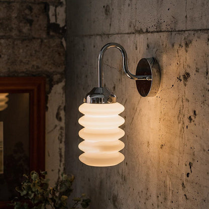 Contemporary Nordic Brass Glass Column Shade 1-Light Wall Sconce Lamp For Bedroom