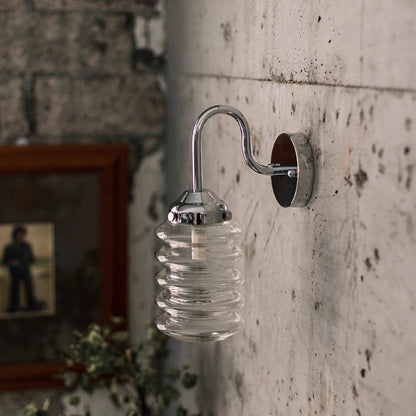 Contemporary Nordic Brass Glass Column Shade 1-Light Wall Sconce Lamp For Bedroom