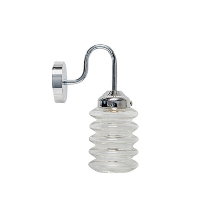Contemporary Nordic Brass Glass Column Shade 1-Light Wall Sconce Lamp For Bedroom