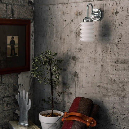 Contemporary Nordic Brass Glass Column Shade 1-Light Wall Sconce Lamp For Bedroom