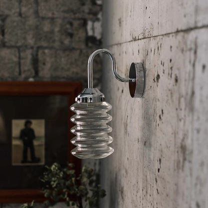 Contemporary Nordic Brass Glass Column Shade 1-Light Wall Sconce Lamp For Bedroom
