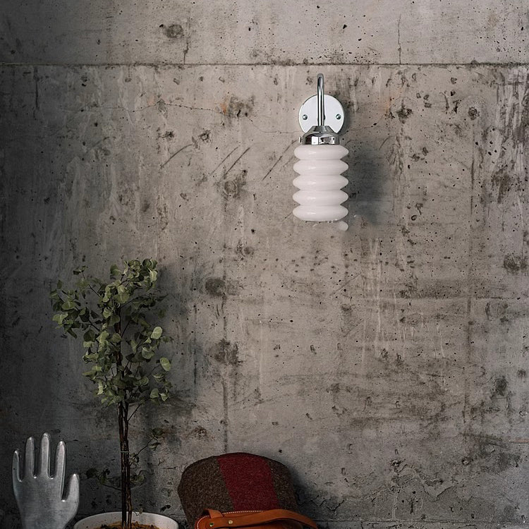 Contemporary Nordic Brass Glass Column Shade 1-Light Wall Sconce Lamp For Bedroom