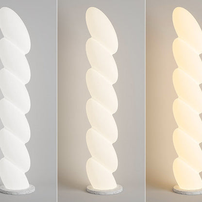 Contemporary Nordic Spiral Elliptical PE Shade Marble Base LED Standing Floor Lamp For Home Office