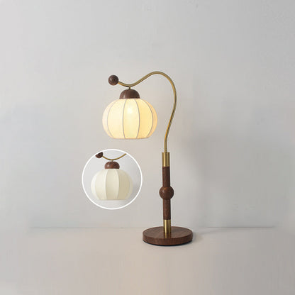 Traditional Vintage Fabric Lantern Shade Arc Iron Rod 1-Light Table Lamp For Study
