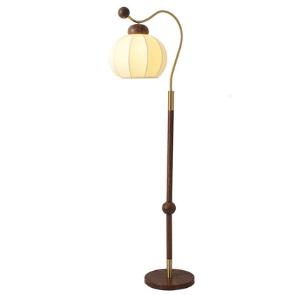 Traditional Vintage Fabric Lantern Shade Arc Iron Rod 1-Light Standing Floor Lamp For Study