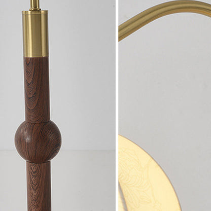 Traditional Vintage Fabric Lantern Shade Arc Iron Rod 1-Light Standing Floor Lamp For Study