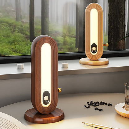 Modern Simplicity Solid Wood Oval Magnetic LED Intelligent Sensing Table Lamp For Bedroom