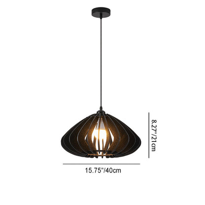 Traditional Japanese Felt Fabric Round Shade 1-Light Pendant Light For Living Room