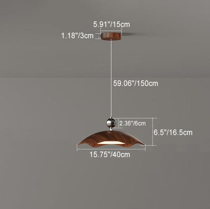 Contemporary Nordic Iron Imitation Wood Grain Round LED Rocker Arm Pendant Light For Living Room