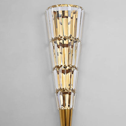 Modern Luxury Stainless Steel Stacked Crystal Cone Shade 3/5/7-Light Wall Sconce Lamp For Bedroom