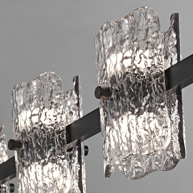 Contemporary Nordic Iron Resin Ice Crack Texture Design Square LED Chandelier Island Light For Dining Room