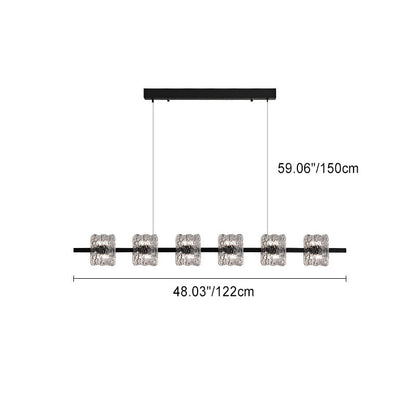 Contemporary Nordic Iron Resin Ice Crack Texture Design Square LED Chandelier Island Light For Dining Room