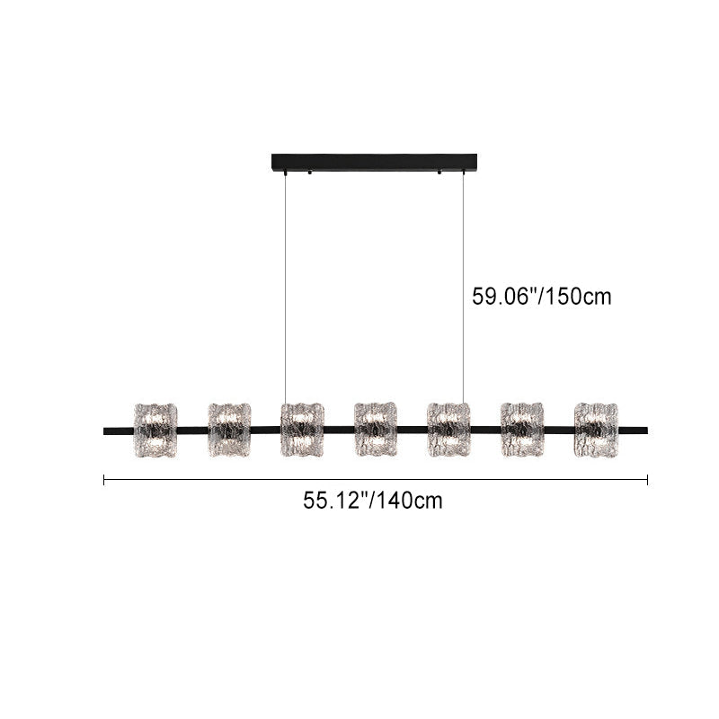 Contemporary Nordic Iron Resin Ice Crack Texture Design Square LED Chandelier Island Light For Dining Room