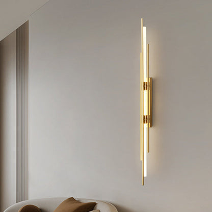 مصباح حائط LED بتصميم هندسي طويل من الحديد الأكريليك الفاخر المعاصر لغرفة المعيشة 