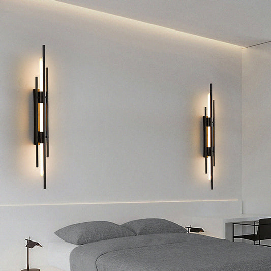 مصباح حائط LED بتصميم هندسي طويل من الحديد الأكريليك الفاخر المعاصر لغرفة المعيشة 