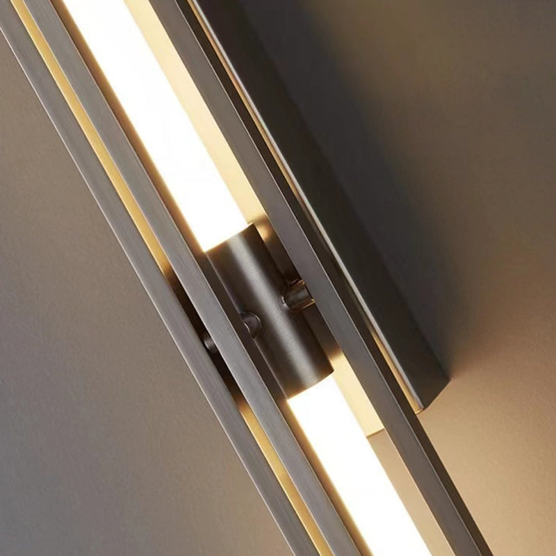 مصباح حائط LED بتصميم هندسي طويل من الحديد الأكريليك الفاخر المعاصر لغرفة المعيشة 