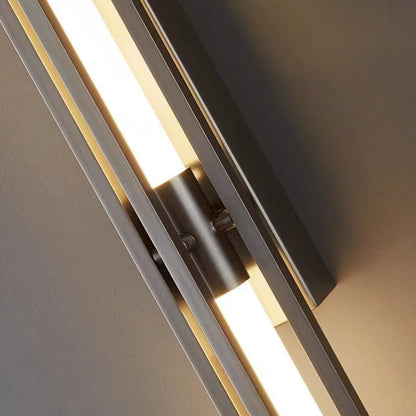 مصباح حائط LED بتصميم هندسي طويل من الحديد الأكريليك الفاخر المعاصر لغرفة المعيشة 