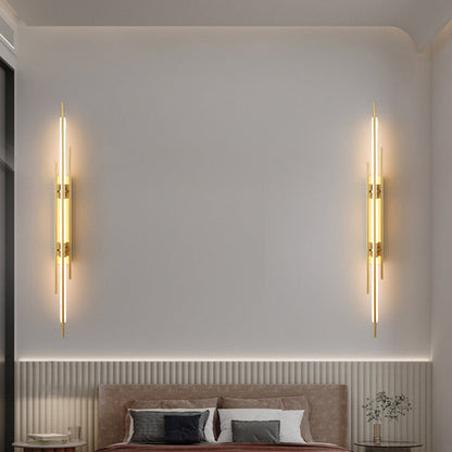 مصباح حائط LED بتصميم هندسي طويل من الحديد الأكريليك الفاخر المعاصر لغرفة المعيشة 