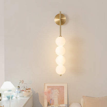 Contemporary Scandinavian Full Copper PE Gourd Skewer Shade LED Wall Sconce Lamp For Living Room