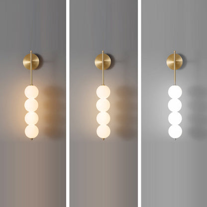 Contemporary Scandinavian Full Copper PE Gourd Skewer Shade LED Wall Sconce Lamp For Living Room