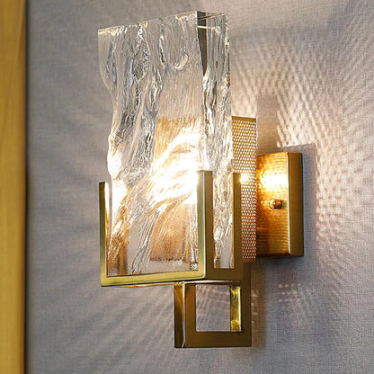 Contemporary Retro Metal Crystal Rectangular Shade 1-Light Wall Sconce Lamp For Living Room