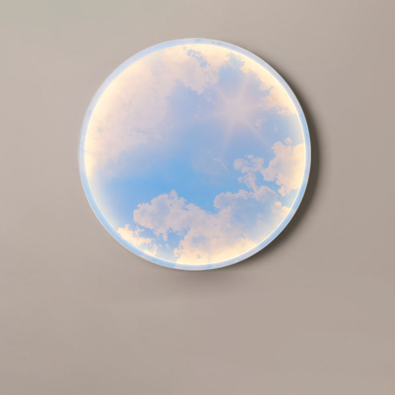 Contemporary Creative Moon Beach Acrylic Circle Shade LED Wall Sconce Lamp For Bedroom