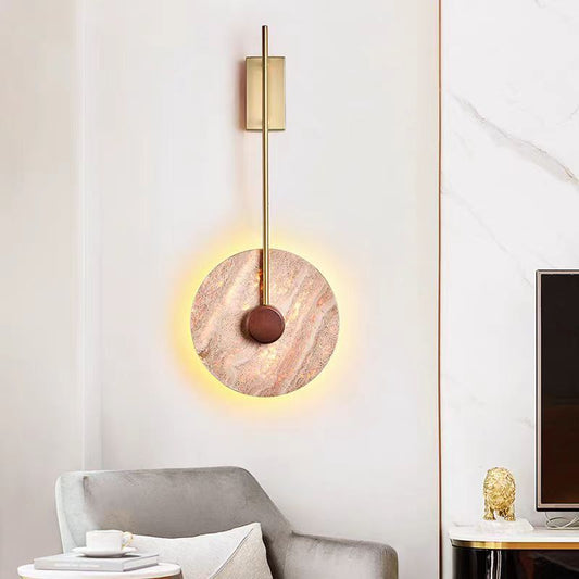 مصباح حائط LED من الحديد الأصفر بتصميم هندسي دائري ياباني تقليدي لغرفة النوم 