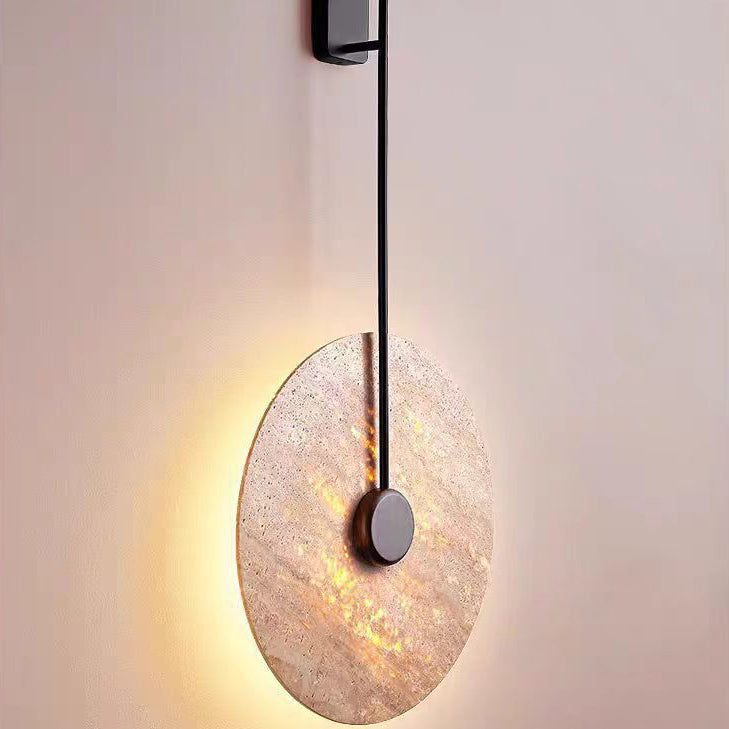 مصباح حائط LED من الحديد الأصفر بتصميم هندسي دائري ياباني تقليدي لغرفة النوم 