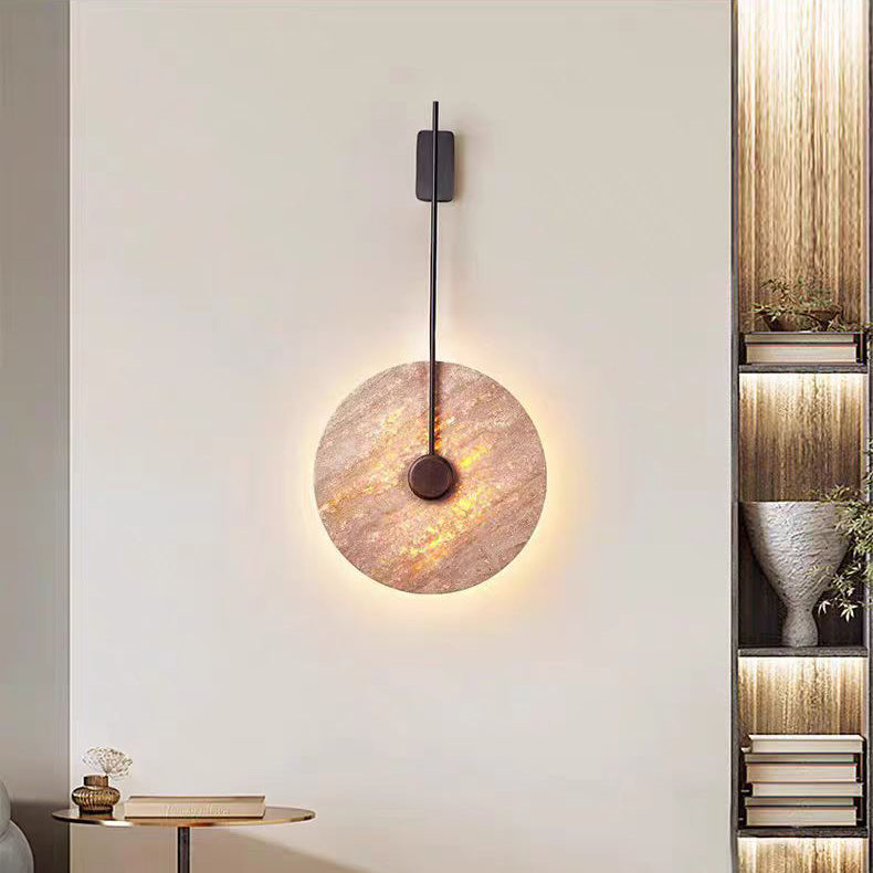 مصباح حائط LED من الحديد الأصفر بتصميم هندسي دائري ياباني تقليدي لغرفة النوم 