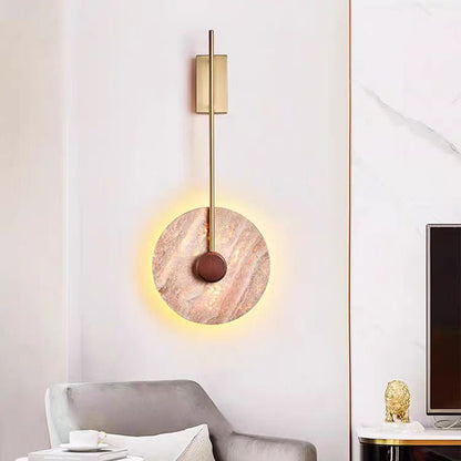 مصباح حائط LED من الحديد الأصفر بتصميم هندسي دائري ياباني تقليدي لغرفة النوم 