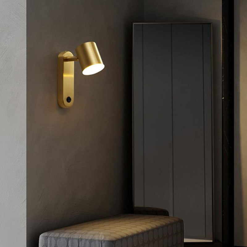 مصباح حائط LED أسطواني نحاسي فاخر معاصر لغرفة المعيشة 