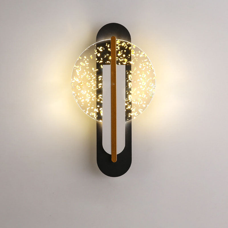 مصباح حائط LED دائري من الأكريليك بتصميم رقائق ذهبية فاخرة معاصر لغرفة المعيشة 