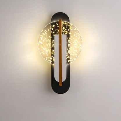 مصباح حائط LED دائري من الأكريليك بتصميم رقائق ذهبية فاخرة معاصر لغرفة المعيشة 