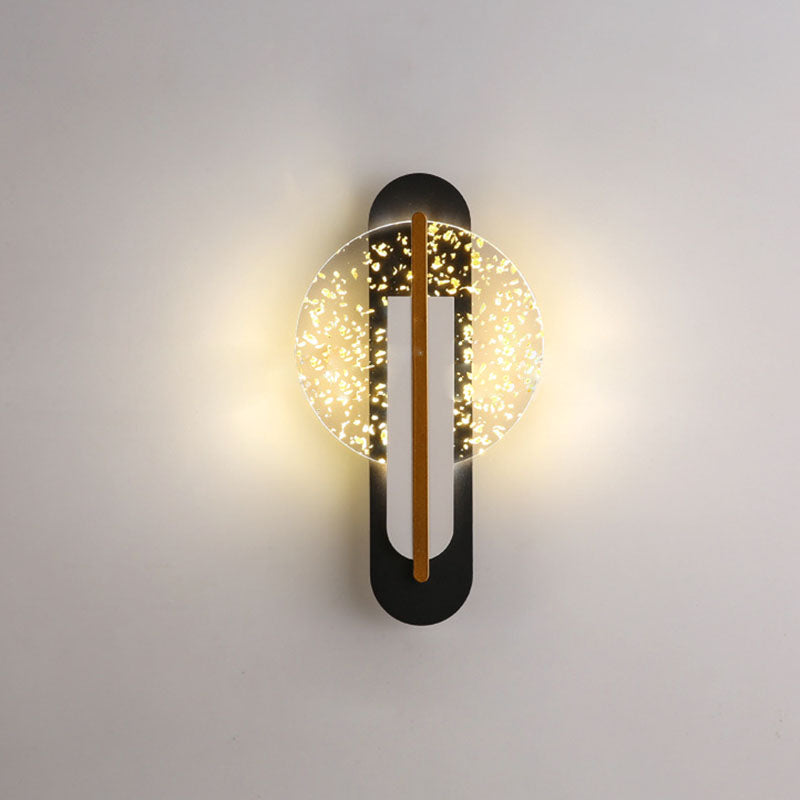 مصباح حائط LED دائري من الأكريليك بتصميم رقائق ذهبية فاخرة معاصر لغرفة المعيشة 