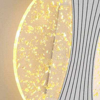مصباح حائط LED دائري من الأكريليك بتصميم رقائق ذهبية فاخرة معاصر لغرفة المعيشة 