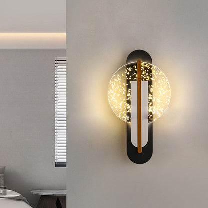 مصباح حائط LED دائري من الأكريليك بتصميم رقائق ذهبية فاخرة معاصر لغرفة المعيشة 