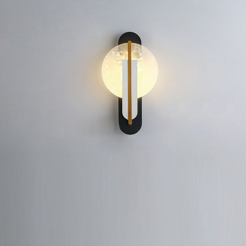 مصباح حائط LED دائري من الأكريليك بتصميم رقائق ذهبية فاخرة معاصر لغرفة المعيشة 