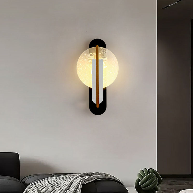 مصباح حائط LED دائري من الأكريليك بتصميم رقائق ذهبية فاخرة معاصر لغرفة المعيشة 