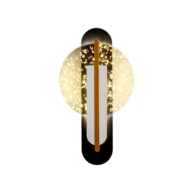 مصباح حائط LED دائري من الأكريليك بتصميم رقائق ذهبية فاخرة معاصر لغرفة المعيشة 