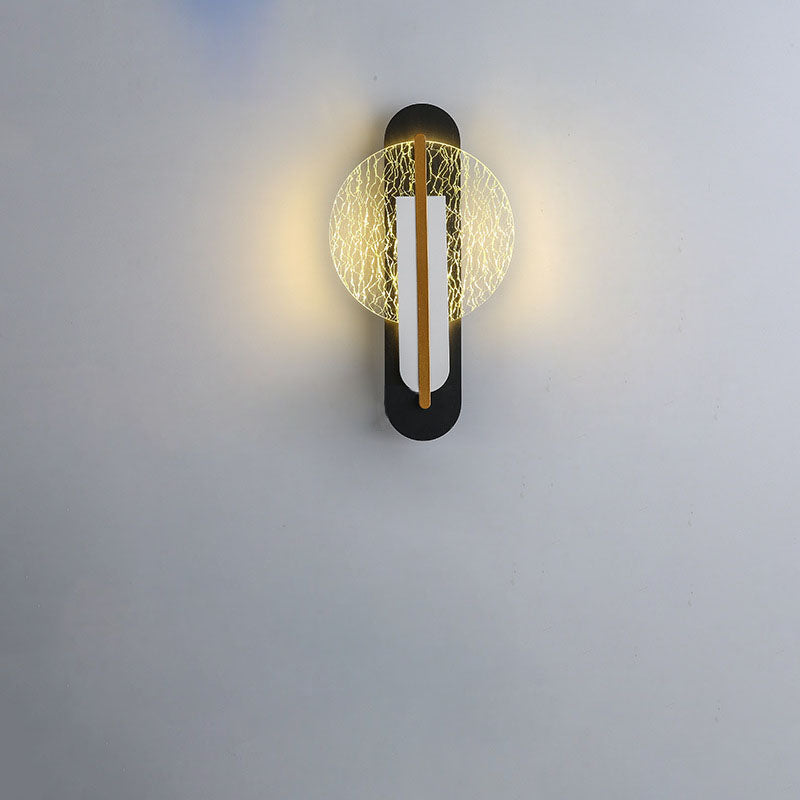 مصباح حائط LED دائري من الأكريليك بتصميم رقائق ذهبية فاخرة معاصر لغرفة المعيشة 