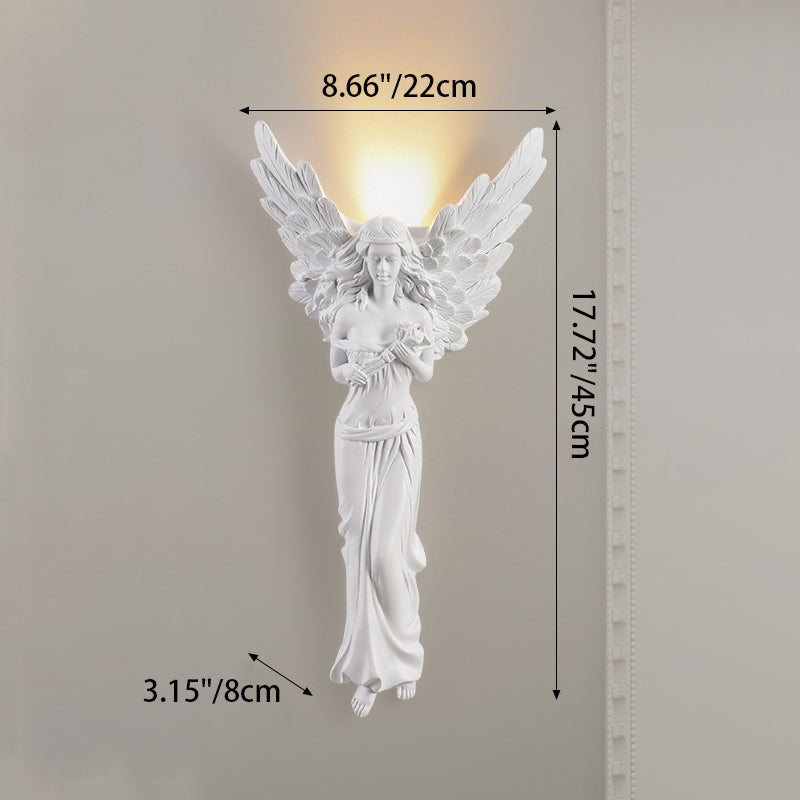 مصباح حائط LED بتصميم ملاك فرنسي تقليدي مصنوع من الراتنج لغرفة المعيشة 
