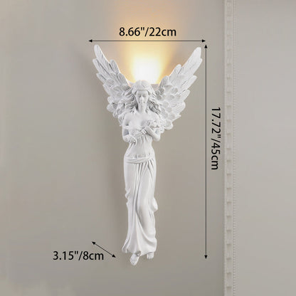 مصباح حائط LED بتصميم ملاك فرنسي تقليدي مصنوع من الراتنج لغرفة المعيشة 