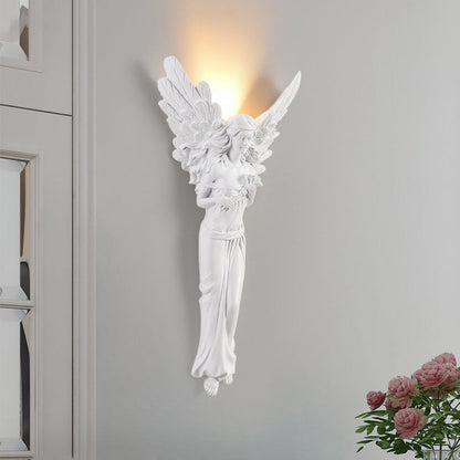 مصباح حائط LED بتصميم ملاك فرنسي تقليدي مصنوع من الراتنج لغرفة المعيشة 