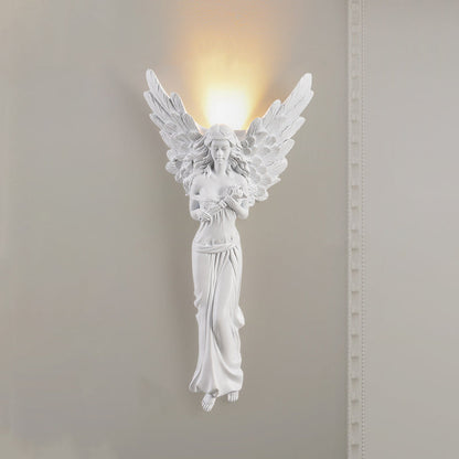 مصباح حائط LED بتصميم ملاك فرنسي تقليدي مصنوع من الراتنج لغرفة المعيشة 